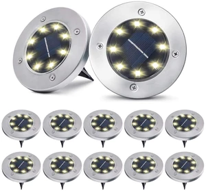 Pozzolanas 12 Pack Solar Ground Lights - 8 LED, Warm White, In-Ground Landscape Lights for Pathway, Yard, Walkway, Patio, Lawn Path Pozzolanas 12 Pack Solar Ground Lights - 8 LED, Warm White, In-Ground Landscape Lights for Pathway, Yard, Walkway, Patio, Lawn Path