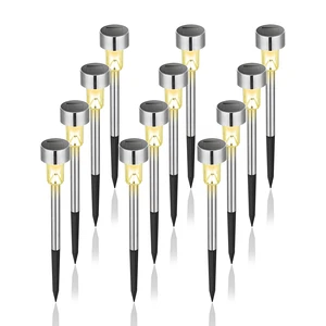 GIGALUMI Outdoor Waterproof Solar Garden Lights, 12 Pack Warm White | Stainless Steel LED, Warm White Glow, Ideal for Patio Lawn Yard Landscape, Garden & Patio Decor GIGALUMI Outdoor Waterproof Solar Garden Lights, 12 Pack Warm White | Stainless Steel LED, Warm White Glow, Ideal for Patio Lawn Yard Landscape, Garden & Patio Decor