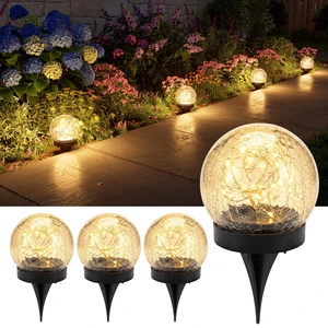 GVSHINE 4 Pack 3.94" Warm White Solar Powered Cracked Glass Globe Lights | Waterproof Decorative Table Ball Lamp, for Outside Garden, Patio, Yard, Deck, Pathway, Flower Bed Decoration, Easy to Install GVSHINE 4 Pack 3.94" Warm White Solar Powered Cracked Glass Globe Lights | Waterproof Decorative Table Ball Lamp, for Outside Garden, Patio, Yard, Deck, Pathway, Flower Bed Decoration, Easy to Install