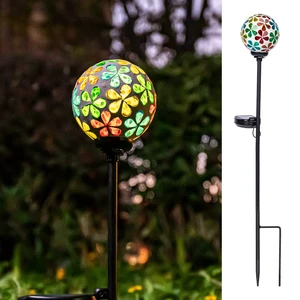 VCUTEKA Decorative Solar Garden Lights, 3.5" Mosaic Globe Outdoor Stake | Mosaic Glass Globe Design, Solar LED Light, Waterproof Design, Auto On/Off and Metal Stake Design for Lawn and Patio VCUTEKA Decorative Solar Garden Lights, 3.5" Mosaic Globe Outdoor Stake | Mosaic Glass Globe Design, Solar LED Light, Waterproof Design, Auto On/Off and Metal Stake Design for Lawn and Patio