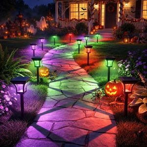 CINOTON RGBCW Solar Pathway Lights Outdoor, 3 Lighting Modes, 12 Pack | IP65 Waterproof, RGB, Warm White And Cool White, Auto On/Off, Solar Powered, Easy Installation for Garden, Walkway & Driveway CINOTON RGBCW Solar Pathway Lights Outdoor, 3 Lighting Modes, 12 Pack | IP65 Waterproof, RGB, Warm White And Cool White, Auto On/Off, Solar Powered, Easy Installation for Garden, Walkway & Driveway