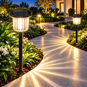 HaliKin Solar Pathway Lights Outdoor 6 Pack, 3-in-1 Ground Wall Post Mount | Crystal-Cut PC Shade, Garden Yard Driveway Walkway Patio, 6500K/3000K Dual Color, IP65 Waterproof, Dusk To Dawn Auto On/Off