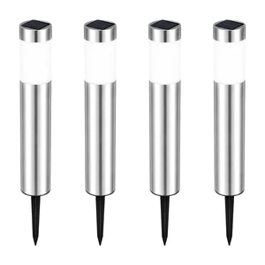 SOLARIX Solar Pathway Lights 4 Pack, Stainless Steel Cool White Outdoor | Stainless steel housing, cool white 6500K, IP65 waterproof, auto dusk-to-dawn, 8hr runtime, garden path patio landscape SOLARIX Solar Pathway Lights 4 Pack, Stainless Steel Cool White Outdoor | Stainless steel housing, cool white 6500K, IP65 waterproof, auto dusk-to-dawn, 8hr runtime, garden path patio landscape
