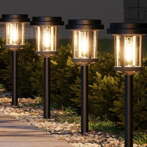 XMCOSY+ Solar Pathway Lights, 6 Pack Garden Solar Powered Outdoor Lights | 10H All-Night, 20LM Bright Warm White Lighting, Metal Bubble Glass, Auto On/Off Solar Powered for Walkway Driveway
