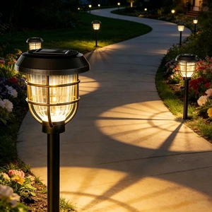 Sorapwod Solar Pathway Lights Outdoor 8 Pack, Dusk to Dawn, IP65 Waterproof | Long-Lasting Battery (1000mAh), Bright LED, Stake Lights, Auto On Off, Up to 12H Lighting for Walkway, Yard & Garden Decor