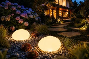 keeda Solar Rock Lights Outdoor, Waterproof Solar LED Stone Garden Lights, Pebble Ground & Wall Lamps for Yard Pathway Fence Lawn Tree Park Landscape Decor (2, Warm White)
