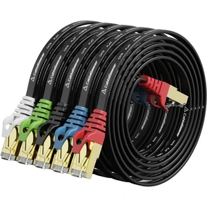 CableGeeker Cat8 Shielded Flat Ethernet Cables, 3 ft, 5-Pack, Black | 40Gbps/2000MHz, 30AWG OFC Copper, Shielded RJ45 with Gold-Plated Contacts, For Gaming, Servers, and Data Centers CableGeeker Cat8 Shielded Flat Ethernet Cables, 3 ft, 5-Pack, Black | 40Gbps/2000MHz, 30AWG OFC Copper, Shielded RJ45 with Gold-Plated Contacts, For Gaming, Servers, and Data Centers