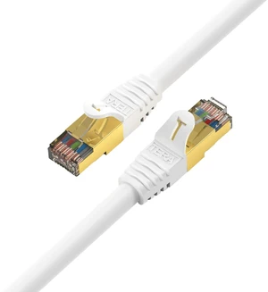 Tera Grand - Premium CAT7 Double Shielded 10 Gigabit 600MHz Ethernet Patch Cable for Modem Router LAN Network, Gold Plated Shielded RJ45 Connectors, 50 ft White