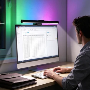 KCQOQD RGB Monitor Light Bar, Eye-Care Dual Light Reading Screen Lamp, 9 Modes Gaming Backlight LED Computer Lamp, 3 Colors Dimmable Frontlight, 16.6'' USB Desk Lights for Home, Office KCQOQD RGB Monitor Light Bar, Eye-Care Dual Light Reading Screen Lamp, 9 Modes Gaming Backlight LED Computer Lamp, 3 Colors Dimmable Frontlight, 16.6'' USB Desk Lights for Home, Office