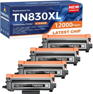 TN830XL Toner Cartridges Replacement for Brother TN830 830XL 4Pack | Compatible for Brother TN830 XL/V/R with DCP-L2640DW MFC-L2820DW HL-L2400D HL-L2460DW HL-L2405W HL-L2465DW HL-L2480DW Printer TN830XL Toner Cartridges Replacement for Brother TN830 830XL 4Pack | Compatible for Brother TN830 XL/V/R with DCP-L2640DW MFC-L2820DW HL-L2400D HL-L2460DW HL-L2405W HL-L2465DW HL-L2480DW Printer