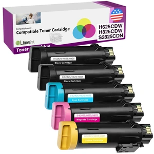 Limeink Compatible Toner Cartridge Replacement for Dell H625cdw Toner H825cdw for Dell S2825cdn High Yield Laser Cartridges H625 H825 s2825 Ink 5 Pack 2 Black 1 Cyan 1 Yellow 1 Magenta Limeink Compatible Toner Cartridge Replacement for Dell H625cdw Toner H825cdw for Dell S2825cdn High Yield Laser Cartridges H625 H825 s2825 Ink 5 Pack 2 Black 1 Cyan 1 Yellow 1 Magenta