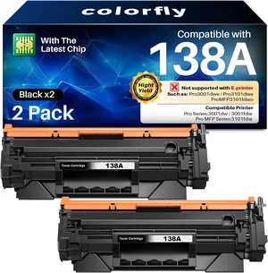 138A Black LaserJet Toner Cartridge for HP LaserJet Pro MFP 3101fdw 2-Pack | Compatible with W1380A 138X Black Toner Work with HP Pro 3001dw Pro 3001fdw Printers (with Chip) 138A Black LaserJet Toner Cartridge for HP LaserJet Pro MFP 3101fdw 2-Pack | Compatible with W1380A 138X Black Toner Work with HP Pro 3001dw Pro 3001fdw Printers (with Chip)