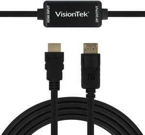 VisionTek HDMI to DisplayPort 1.5M Active Cable (M/M) - 900822 | 1440P 120Hz, Uni-Directional HDMI Device to DisplayPort Monitor, Plug and Play, for PS5, Xbox Series X, Switch 2, Desktop PC VisionTek HDMI to DisplayPort 1.5M Active Cable (M/M) - 900822 | 1440P 120Hz, Uni-Directional HDMI Device to DisplayPort Monitor, Plug and Play, for PS5, Xbox Series X, Switch 2, Desktop PC