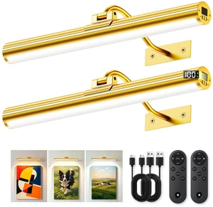 TioyFiuy 16inch Picture Lights for Wall Art 2 Pack,6000mAh Battery,Gold | LED Display,IR Remote with 3 Color Temperatures,Battery Operated Cordless Magnetic Wall Sconce for Frame,Photo,Living Room TioyFiuy 16inch Picture Lights for Wall Art 2 Pack,6000mAh Battery,Gold | LED Display,IR Remote with 3 Color Temperatures,Battery Operated Cordless Magnetic Wall Sconce for Frame,Photo,Living Room