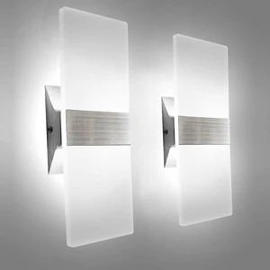 KICAAO Modern Wall Sconces Set of Two,Led Wall Light 10w, Cool White 6000K | Wall Sconce Up Downlight, Hardwired Acrylic Wall Light Lighting, Suitable for Living Room Corridor Bedside