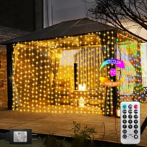 600 LED Curtain Lights 20Ftx10Ft Dual Color Changing Lights with Remote | Timer Curtain Lights Connectable Plug in Christmas Lights for Bedroom Backdrop Wedding Party Decor, Warm White & Multicolor 600 LED Curtain Lights 20Ftx10Ft Dual Color Changing Lights with Remote | Timer Curtain Lights Connectable Plug in Christmas Lights for Bedroom Backdrop Wedding Party Decor, Warm White & Multicolor