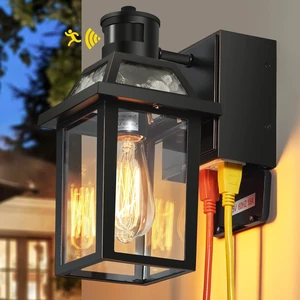 Yisuro Porch Lights with GFCI Outlet, Dusk to Dawn Outdoor Lights with Outlet, 3 Lighting Modes Exterior Light Fixture Waterproof, Outside Lights for House Front Door Patio Garage Yisuro Porch Lights with GFCI Outlet, Dusk to Dawn Outdoor Lights with Outlet, 3 Lighting Modes Exterior Light Fixture Waterproof, Outside Lights for House Front Door Patio Garage
