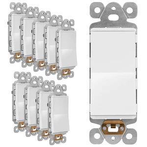 Frameless Paddle Wall Light Switch, 15A -277VAC, Matte White, 10-Pack | UL Listed, On/Off Rocker Switch, Single Pole, 3 Wire, Tough And Heat Resistant, Easy Installation, Modern And Sophisticated Frameless Paddle Wall Light Switch, 15A -277VAC, Matte White, 10-Pack | UL Listed, On/Off Rocker Switch, Single Pole, 3 Wire, Tough And Heat Resistant, Easy Installation, Modern And Sophisticated