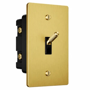 Lucky Leaf Lighting - Gold Toggle Light Switch, Solid Brass, 1-Gang Metal | UL Listed for dependable safety with precision craftsmanship and durability Lucky Leaf Lighting - Gold Toggle Light Switch, Solid Brass, 1-Gang Metal | UL Listed for dependable safety with precision craftsmanship and durability