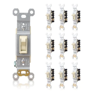 TOPELER Single Pole Toggle Light Switch, 15 Amp, 120 Volt, Framed, Electrical Wall Replacement, Residential and Commercial Grade, 10 Pack, Ivory TOPELER Single Pole Toggle Light Switch, 15 Amp, 120 Volt, Framed, Electrical Wall Replacement, Residential and Commercial Grade, 10 Pack, Ivory