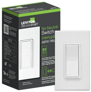 Leviton No-Neutral Decora Smart Switch, DN15S-1RW, White | Requires MLWSB Wi-Fi Bridge to Work with My Leviton, Alexa, Google Assistant, Apple Home/Siri. Wire-Free 3-Way