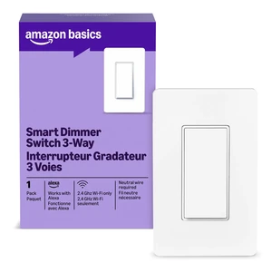 Amazon Basics Smart Light Switch, 3-Way, Works with Alexa Only, Voice Control, 2.4 GHz Wi-Fi, No Hub Required, White Amazon Basics Smart Light Switch, 3-Way, Works with Alexa Only, Voice Control, 2.4 GHz Wi-Fi, No Hub Required, White