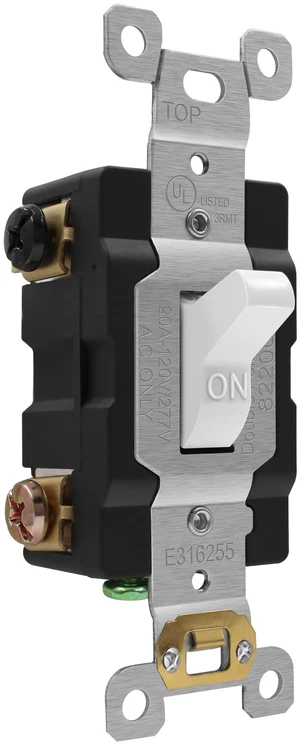 20 Amp Double Pole Toggle Light Switch, Industrial Grade, White | Heavy-duty build, oversized hardware, high-power rated, full-circuit safety, UL Listed, impact resistant, easy install, 1Pack 20 Amp Double Pole Toggle Light Switch, Industrial Grade, White | Heavy-duty build, oversized hardware, high-power rated, full-circuit safety, UL Listed, impact resistant, easy install, 1Pack