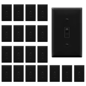 TG 20 Pack Toggle Light Switch with Wall Plate Cover, Single Pole, Black | 15 Amp, 120V/277VAC, self-grounding, quiet/smooth toggle action, narrow slim body, UL Listed, easy to install, versatile use TG 20 Pack Toggle Light Switch with Wall Plate Cover, Single Pole, Black | 15 Amp, 120V/277VAC, self-grounding, quiet/smooth toggle action, narrow slim body, UL Listed, easy to install, versatile use