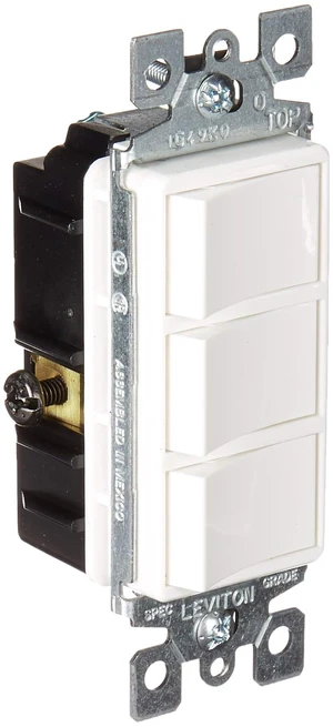 Leviton 15 Amp, 120 Volt, Decora Single-Pole, AC Combination Switch, Commercial Grade, Non-Grounded, 1755-W, White Leviton 15 Amp, 120 Volt, Decora Single-Pole, AC Combination Switch, Commercial Grade, Non-Grounded, 1755-W, White
