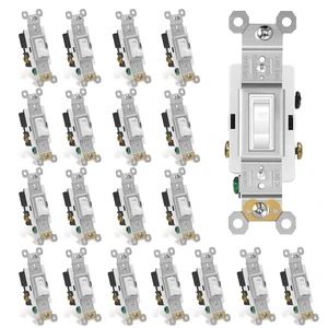 ECOELER Toggle Electrical Light Switch, Single Pole or 3-Way Electric Wall Switch Replacement, 15A 120/277V, Self-Grounding, in Wall On/Off Interrupter for Residential and Commercial, 20 Pack ECOELER Toggle Electrical Light Switch, Single Pole or 3-Way Electric Wall Switch Replacement, 15A 120/277V, Self-Grounding, in Wall On/Off Interrupter for Residential and Commercial, 20 Pack