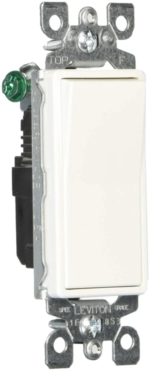 Leviton 5601-2W 15 Amp, 120/277V Decora Rocker Single-Pole AC Quiet Switch, Residential Grade, Grounding (10-Pack), White Leviton 5601-2W 15 Amp, 120/277V Decora Rocker Single-Pole AC Quiet Switch, Residential Grade, Grounding (10-Pack), White