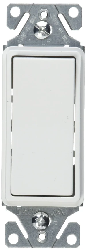 Eaton 7521W 15-Amp 120V Momentary Contact Switch, White | Switches, Rocker Switches, Wall Switches, Thermoplastic Switches, Eaton 7521W-BOX Switch, 120/277 V, Thermoplastic, 15 A