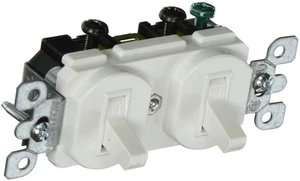 Leviton 20 Amp, 120/277 Volt, Duplex Style Single-Pole / Single-Pole AC Combination Switch, Commercial Grade, 5334-W, White