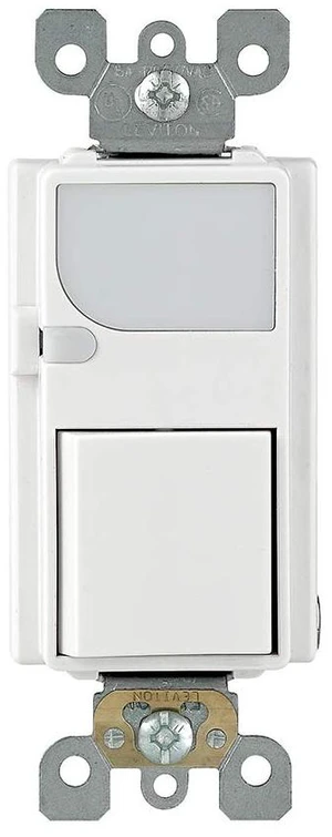 Leviton 15-Amp 120V AC Combination Decora Switch with LED Guide Light, 6526-W, White