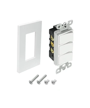 P3RW Three-Rocker Wall Switch Fits for Screwless Wall Plate Cover, Light Switch Combo for Bathroom Exhaust Fan, White Multi-Function Control P3RW Three-Rocker Wall Switch Fits for Screwless Wall Plate Cover, Light Switch Combo for Bathroom Exhaust Fan, White Multi-Function Control