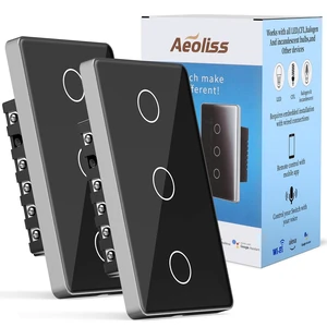 AEOLISS 2.4GHz WiFi Smart Touch Wall Single Fire Smart Light Switch, Need Neutral Wire, Glass Panel Light Switch Work with Smart Life/Tuya App, Alexa and Google Home (Black 3 Gang) AEOLISS 2.4GHz WiFi Smart Touch Wall Single Fire Smart Light Switch, Need Neutral Wire, Glass Panel Light Switch Work with Smart Life/Tuya App, Alexa and Google Home (Black 3 Gang)