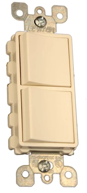Leviton 15 Amp, 120/277 Volt, Decora Single-Pole / 3-Way AC Combination Switch, Commercial Grade, Grounding, 5641-T, Light Almond