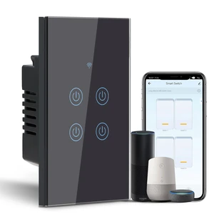 BSEED Smart Light Switch, 4 Gang WiFi Alexa Light Switch with Remote APP Control and Timing Function, Single Pole Black Light Switches Work with Alexa, Google Assistant, Voice Control, Group Control BSEED Smart Light Switch, 4 Gang WiFi Alexa Light Switch with Remote APP Control and Timing Function, Single Pole Black Light Switches Work with Alexa, Google Assistant, Voice Control, Group Control