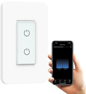 Nexete Smart Dual Light Switch - 2 in 1 Single Pole, Remote Voice Control, Smart Life App Compatible With Alexa Google Assistant, 2.4GHz Wi-Fi, Neutral Wire Required, White Nexete Smart Dual Light Switch - 2 in 1 Single Pole, Remote Voice Control, Smart Life App Compatible With Alexa Google Assistant, 2.4GHz Wi-Fi, Neutral Wire Required, White