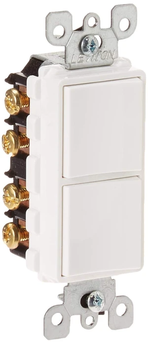 Leviton 20 Amp, 120/277 Volt, Decora 3-Way / 3-Way AC Combination Switch, Commercial Grade, Grounding, 5640-W, White Leviton 20 Amp, 120/277 Volt, Decora 3-Way / 3-Way AC Combination Switch, Commercial Grade, Grounding, 5640-W, White