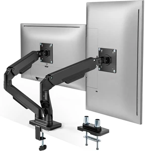 monTEK Dual Monitor Mount Monitor Arms for 17-32" Screen | Aluminum Monitor Desk Mount for 2 Monitors, Holds 19.8 Lbs Per Arm, Full Motion, 75/100 VESA, Clamp/Grommet Mount
