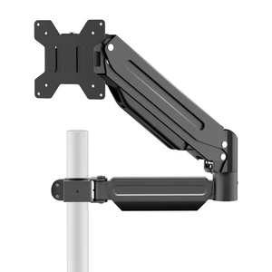 suptek Single Monitor Arm for Desk Mount Stand,Adjustable Monitor Arm for 17 to 32 inch Screen, Support Weight up to 22lbs, Mounting Holes 75x75mm to 100x100mm, ,Pneumatic Pole Mount Arm Black