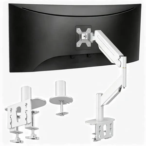 GOJOOASIS Ultrawide Monitor Arm, 17-49 Inch Single Desk Mount, Gas Spring | Steel arm holds 44 lbs, VESA 75x75/100x100mm, C-clamp or grommet base, tilt swivel rotate, cable management, home office