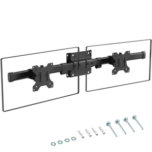 Dual Monitor Wall Mount, Horizontal Assembly Mount for 2 Monitor Screens up to 35 inches, Max. 10kg per Arm, VESA 75x75/100x100mm,Black
