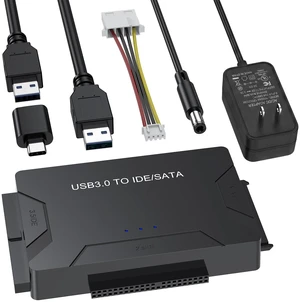 Hard Drive Reader USB 3.0 & Type C to SATA IDE Adapter, Data Transfer Kit | Recovery Converter with 12V/2A Power for 2.5"/3.5" SATA/IDE HDD SSD Hard Disk Internal Blu-ray Drive, up to 20TB Hard Drive Reader USB 3.0 & Type C to SATA IDE Adapter, Data Transfer Kit | Recovery Converter with 12V/2A Power for 2.5"/3.5" SATA/IDE HDD SSD Hard Disk Internal Blu-ray Drive, up to 20TB