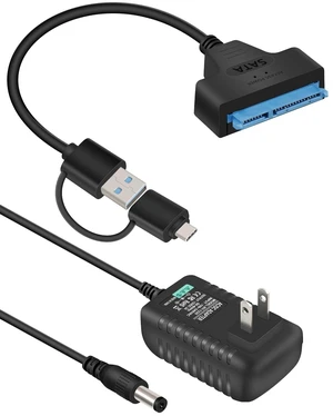 GELRHONR SATA to USB 3.0 and Type C Adapter Cable, 2 in 1 USB A + Type C to 3.5" 2.5" SSD/HDD Hard Drive Adapter with 12V/2A DC Power Supply Cable, 11.8Inch (USB A/C) GELRHONR SATA to USB 3.0 and Type C Adapter Cable, 2 in 1 USB A + Type C to 3.5" 2.5" SSD/HDD Hard Drive Adapter with 12V/2A DC Power Supply Cable, 11.8Inch (USB A/C)