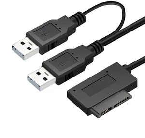 Gugxiom USB 3.0 to 7+6 13 Pin Slimline SATA Adapter Cable, USB 2.0 to SATA Cable, Hot, for Laptop CD DVD ROM Optical Drive Gugxiom USB 3.0 to 7+6 13 Pin Slimline SATA Adapter Cable, USB 2.0 to SATA Cable, Hot, for Laptop CD DVD ROM Optical Drive