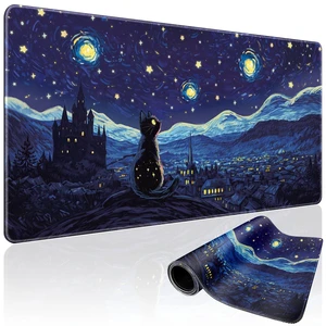 Mcapirivo Starry Night Cat Large Gaming Mouse Pad Desk Mat 31.5"x15.7" | Extended Mousepad, Non-Slip Rubber Base , Stitched Edges, for Computer/Laptop/Office/Home Mcapirivo Starry Night Cat Large Gaming Mouse Pad Desk Mat 31.5"x15.7" | Extended Mousepad, Non-Slip Rubber Base , Stitched Edges, for Computer/Laptop/Office/Home