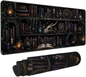 Magic Library Mouse Pad, XL 31.5"x11.8" Big Gaming Mousepad, Enchanted Bookshelf Large Extended Keyboard Desk Mat, Waterproof Non-Slip Rubber Base with Stitched Edges for Gaming Office Home Decor Magic Library Mouse Pad, XL 31.5"x11.8" Big Gaming Mousepad, Enchanted Bookshelf Large Extended Keyboard Desk Mat, Waterproof Non-Slip Rubber Base with Stitched Edges for Gaming Office Home Decor