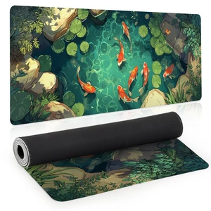 Large Gaming Mouse Pad, Desk Mat, XL Extended Big Mousepad with Non-Slip Rubber Base Stitched Edges, Computer Keyboard Mat for Office Home, 31.5x11.8in, Japanese Koi Fish Pond Large Gaming Mouse Pad, Desk Mat, XL Extended Big Mousepad with Non-Slip Rubber Base Stitched Edges, Computer Keyboard Mat for Office Home, 31.5x11.8in, Japanese Koi Fish Pond